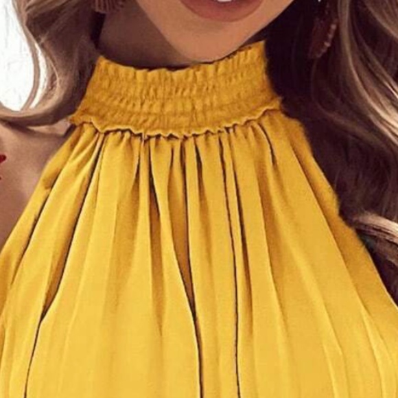 Minimalist Pleated Shirred Hem Halter Tank Top - Picture 5 of 10